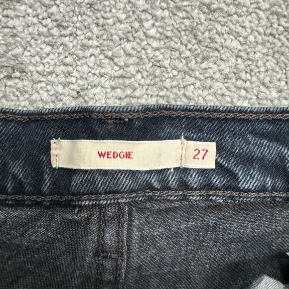 Levi's Wedgie Icon Button Fly Ankle Denim Jeans Women 27 Black High Rise Stretch - Picture 9 of 16